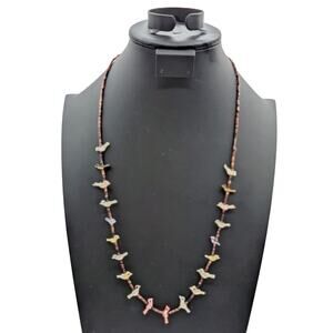 VTG Southwestern Style Heishi Fetish Stone/Shell Bird Barrel Clasp 27" Necklace